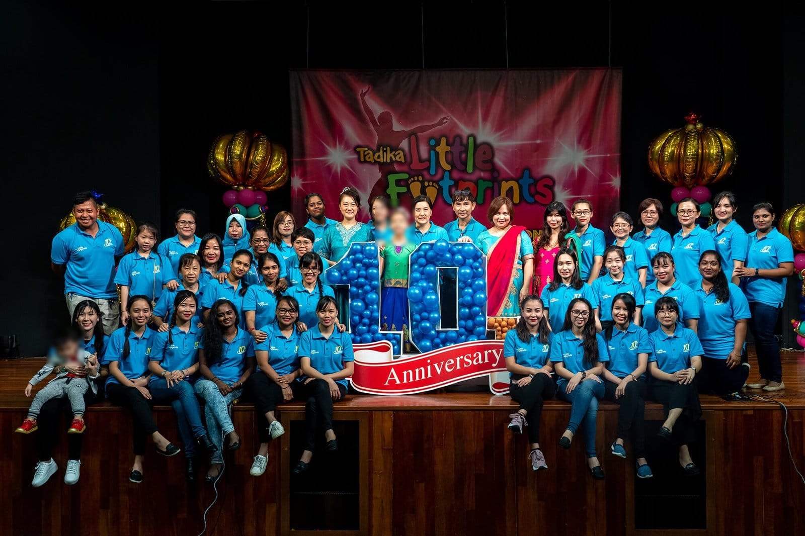 Tadika Little Footprints teachers and staff at the school's tenth anniversary in 2019